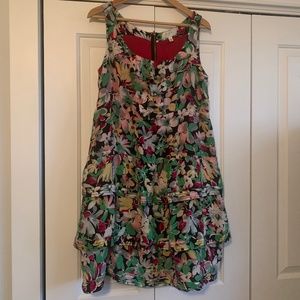 Floral silk tiered dress